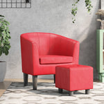 Fauteuil Club en Cuir Rouge Authentique-Rouge-Avec repose-pied-1-La-Fabrique-Industrielle