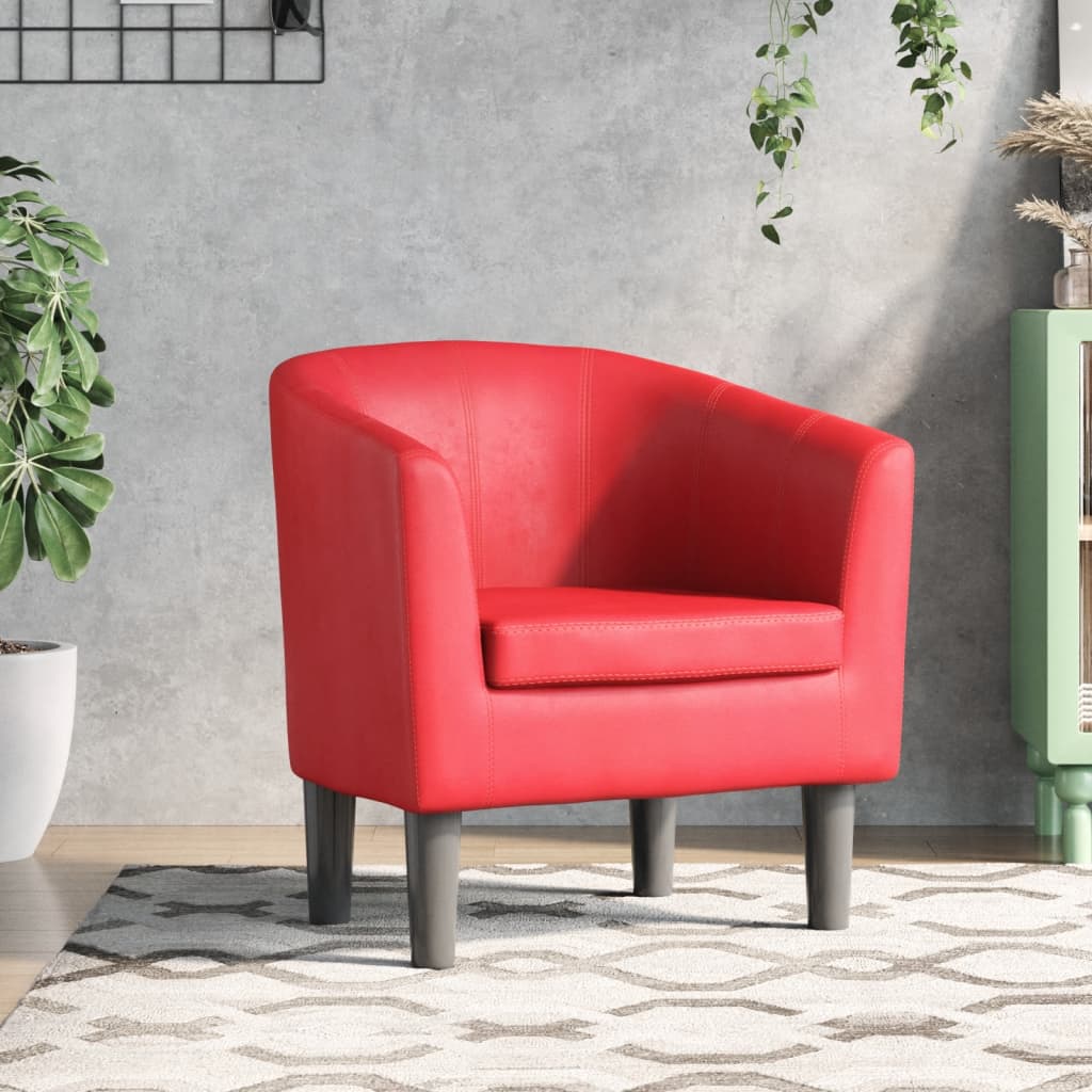 Fauteuil Club en Cuir Rouge Authentique-Rouge-Sans repose-pied-1-La-Fabrique-Industrielle