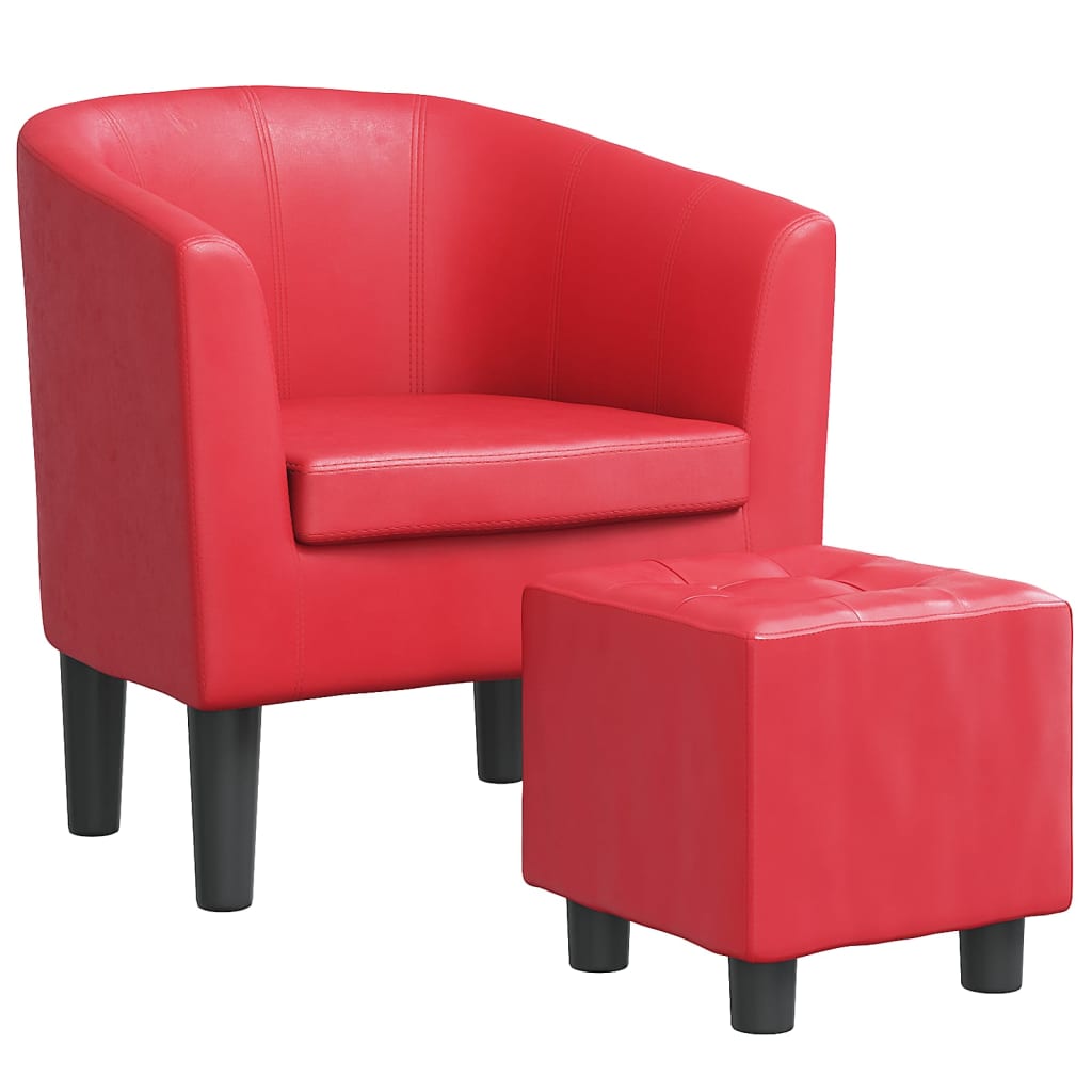 Fauteuil Club en Cuir Rouge Authentique-La-Fabrique-Industrielle