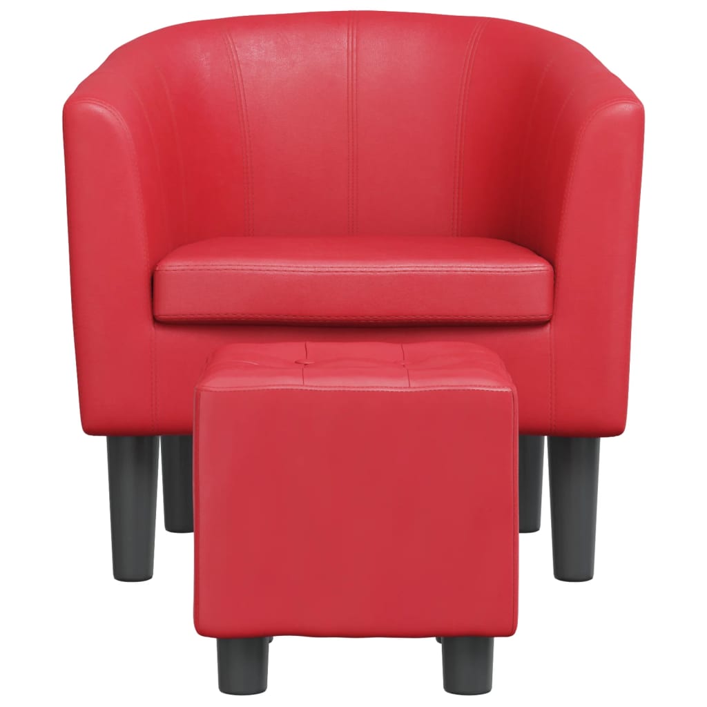 Fauteuil Club en Cuir Rouge Authentique-La-Fabrique-Industrielle