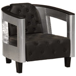 Fauteuil Club en Cuir Véritable Style Aviateur-Noir-1-La-Fabrique-Industrielle