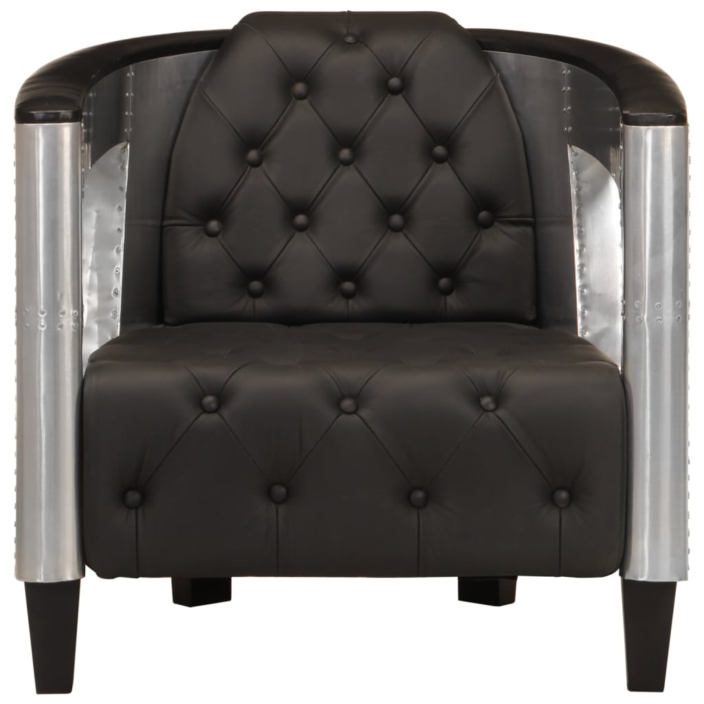 Fauteuil Club en Cuir Véritable Style Aviateur-La-Fabrique-Industrielle