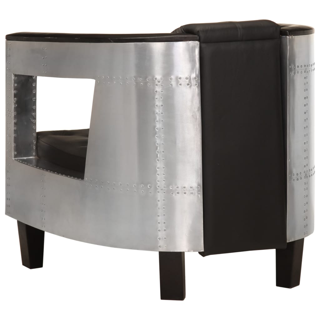 Fauteuil Club en Cuir Véritable Style Aviateur-La-Fabrique-Industrielle