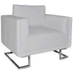 Fauteuil Club en Simili Cuir avec Pieds Chromés-Blanc-1-La-Fabrique-Industrielle