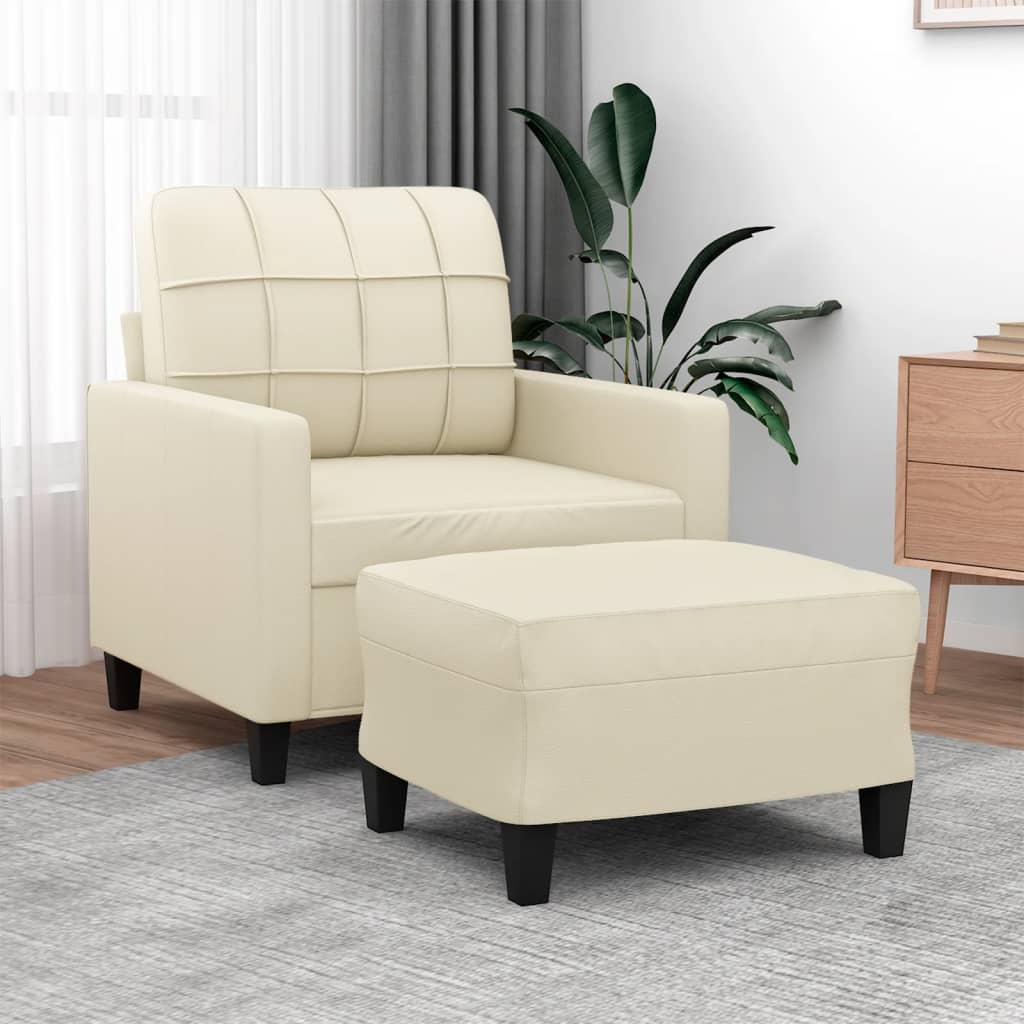 Fauteuil Club en Similicuir avec Repose-Pied-Crème-La-Fabrique-Industrielle