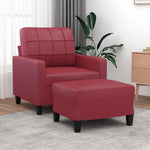 Fauteuil Club en Similicuir avec Repose-Pied-Rouge bordeaux-La-Fabrique-Industrielle
