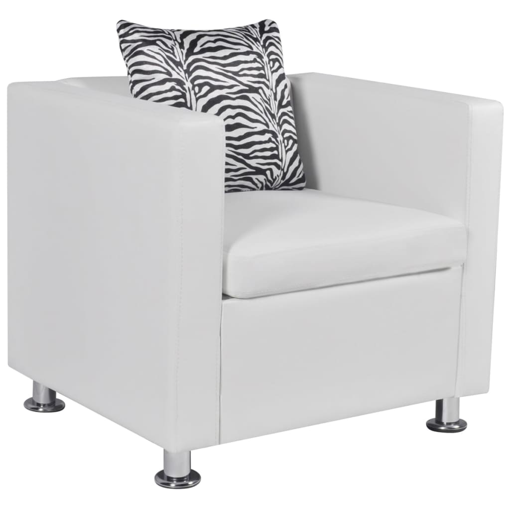 Fauteuil Design Industriel en Similicuir Blanc-Blanc-1-La-Fabrique-Industrielle