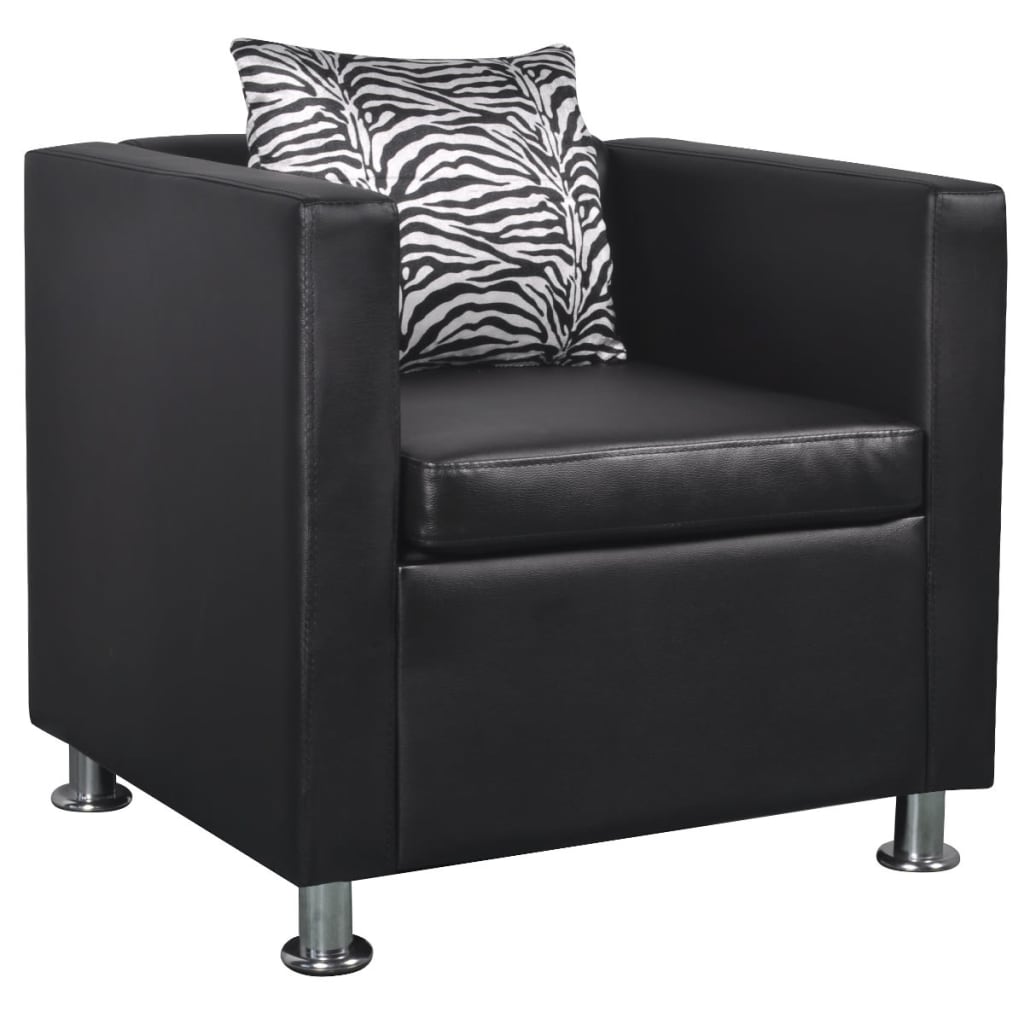Fauteuil Design Industriel en Similicuir Blanc-Noir-1-La-Fabrique-Industrielle