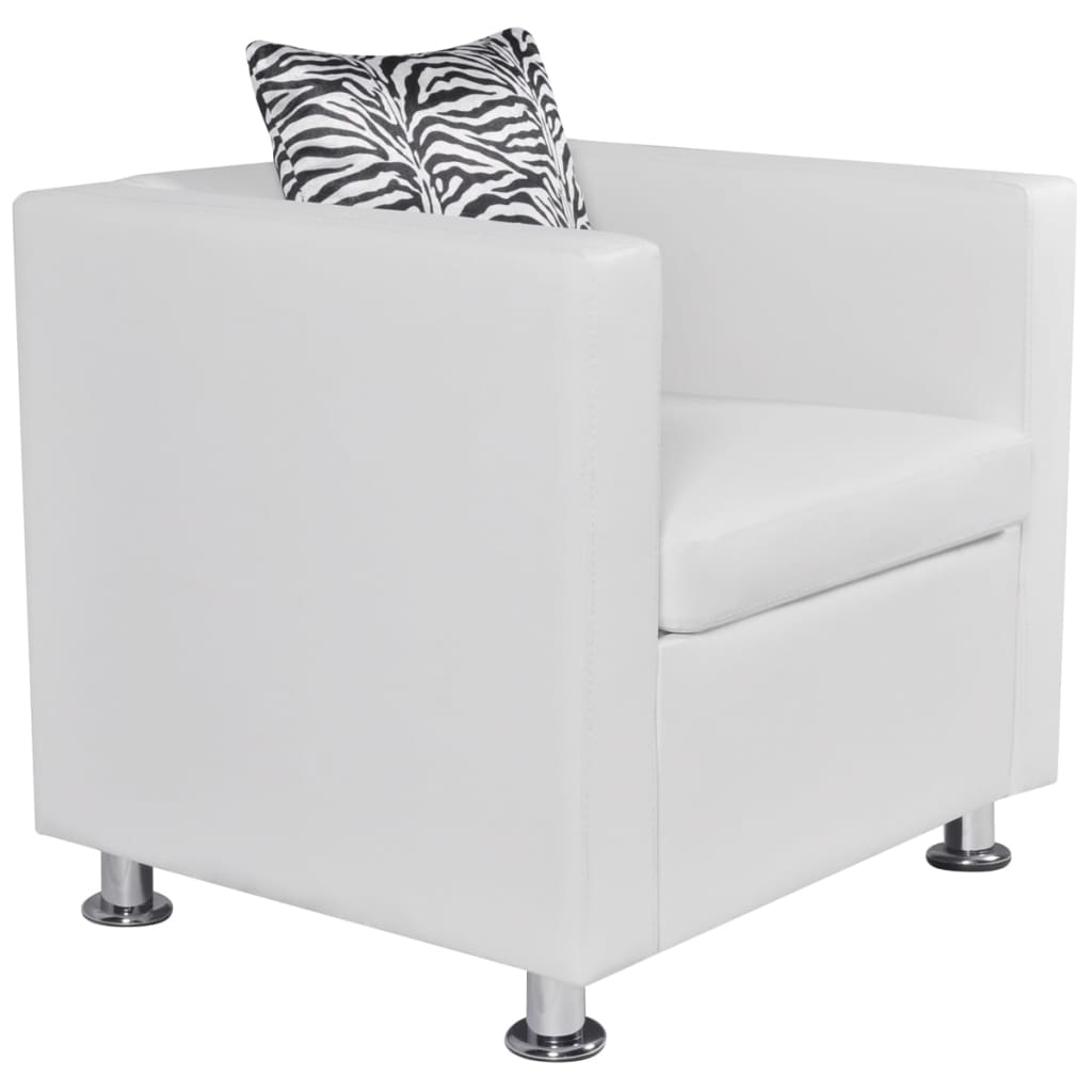 Fauteuil Design Industriel en Similicuir Blanc-La-Fabrique-Industrielle