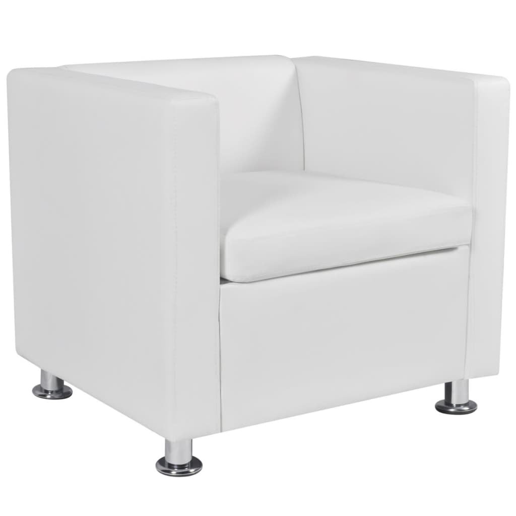 Fauteuil Design Industriel en Similicuir Blanc-La-Fabrique-Industrielle