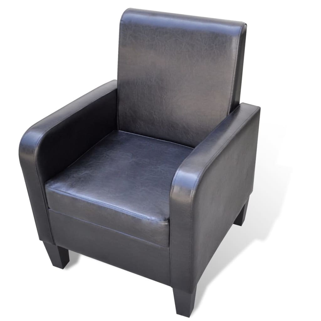 Fauteuil Élégant en Similicuir Brun-Noir-1-La-Fabrique-Industrielle