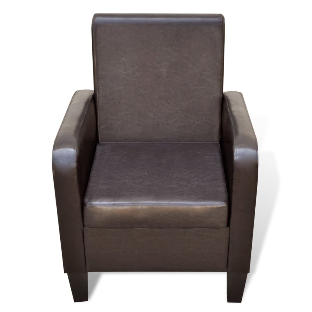 Fauteuil Élégant en Similicuir Brun-La-Fabrique-Industrielle