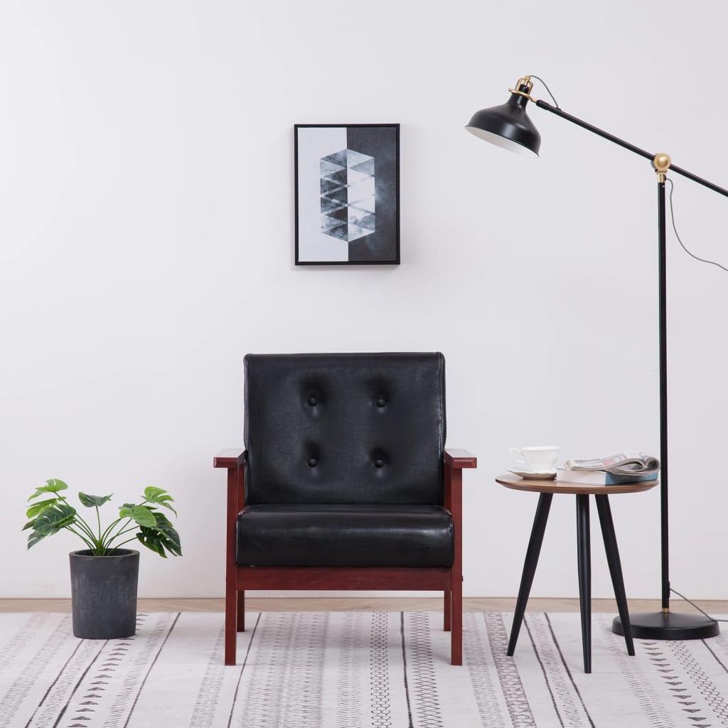 Fauteuil Industriel Vintage en Similicuir-Noir-1-La-Fabrique-Industrielle