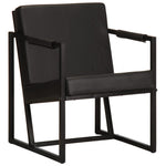 Fauteuil Industriel en Acier et Cuir Véritable-Noir-1-La-Fabrique-Industrielle