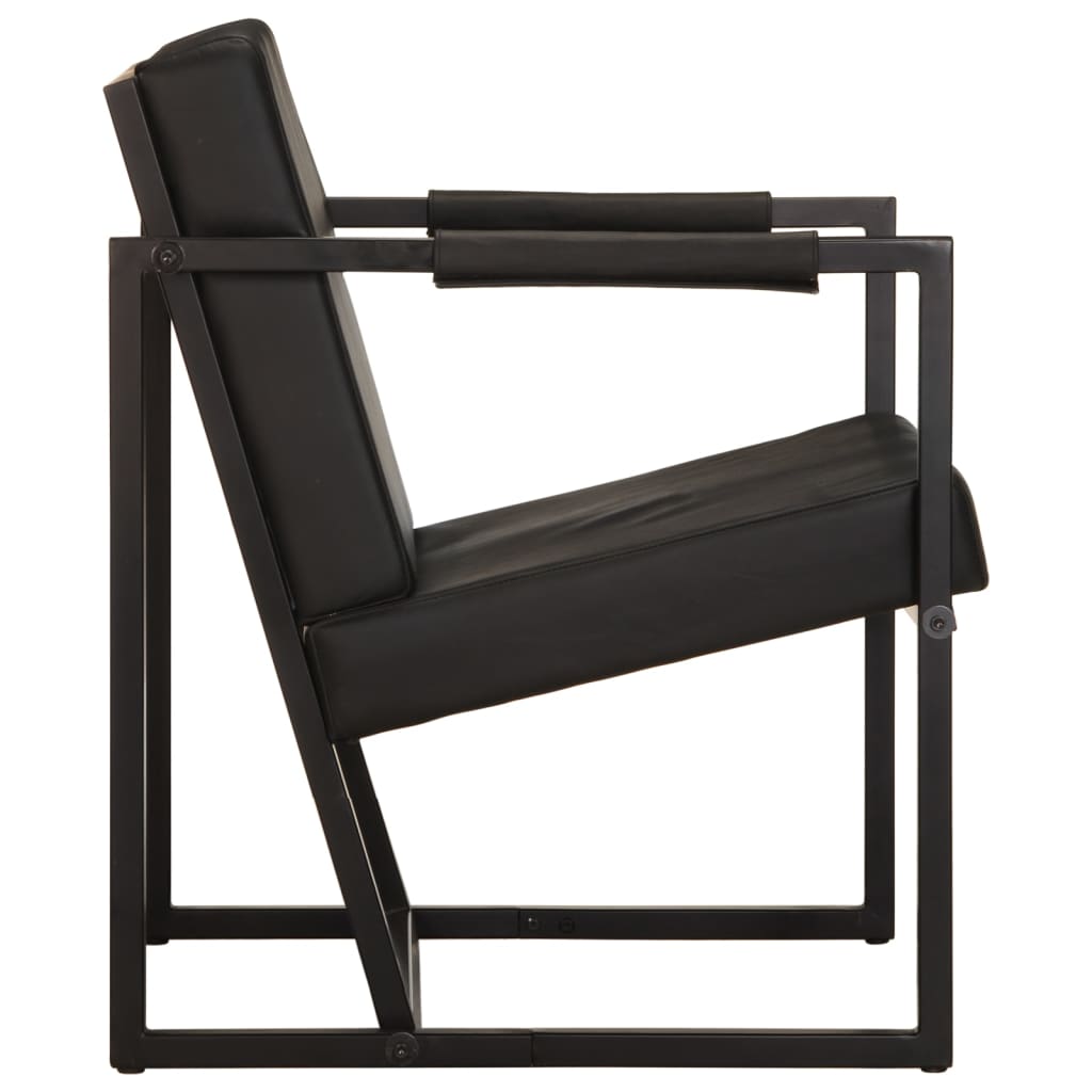 Fauteuil Industriel en Acier et Cuir Véritable-La-Fabrique-Industrielle