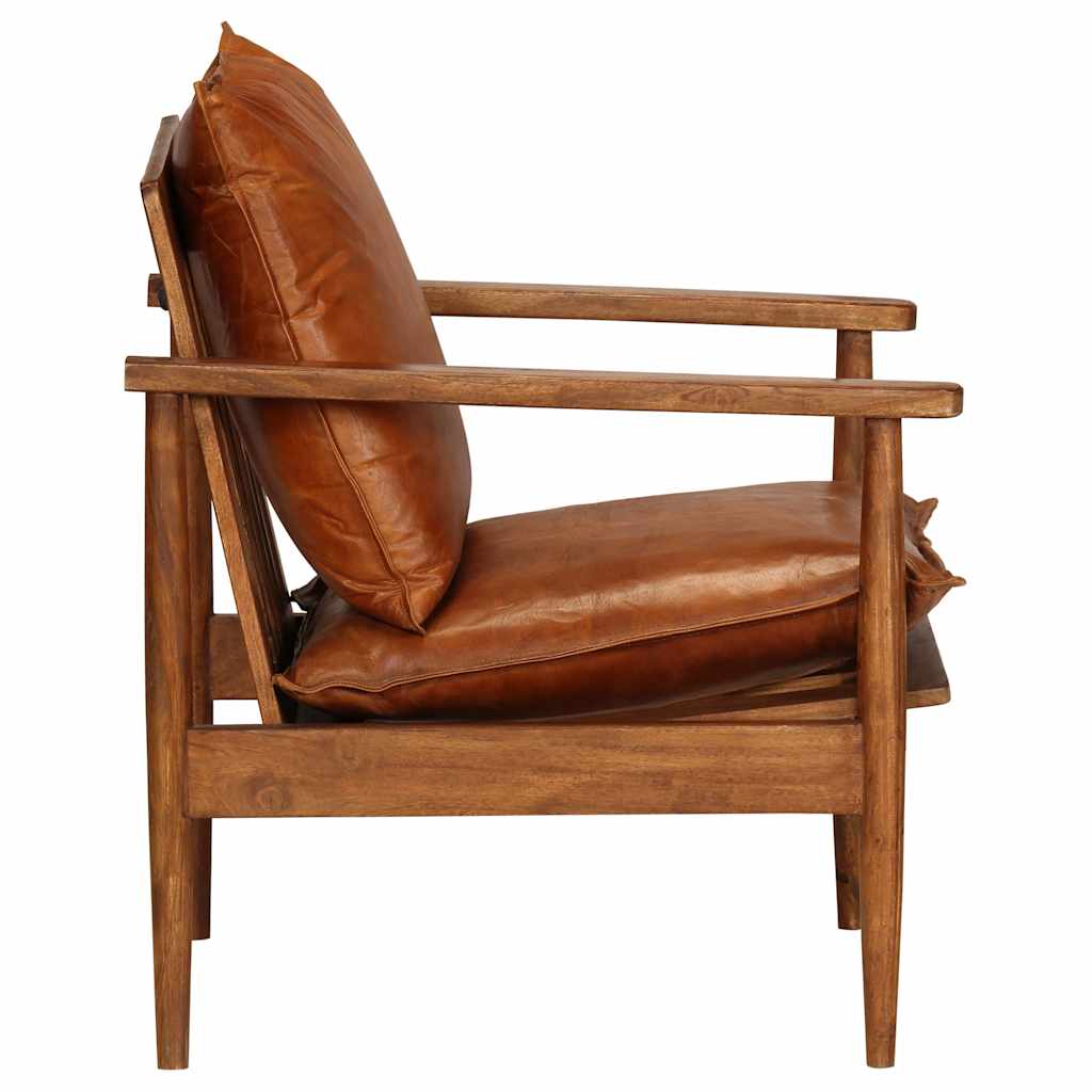 Fauteuil Industriel en Cuir et Bois Design-La-Fabrique-Industrielle