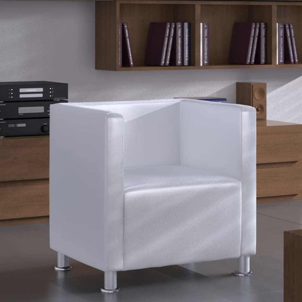 Fauteuil Industriel en Métal et Cuir-Blanc-1-La-Fabrique-Industrielle