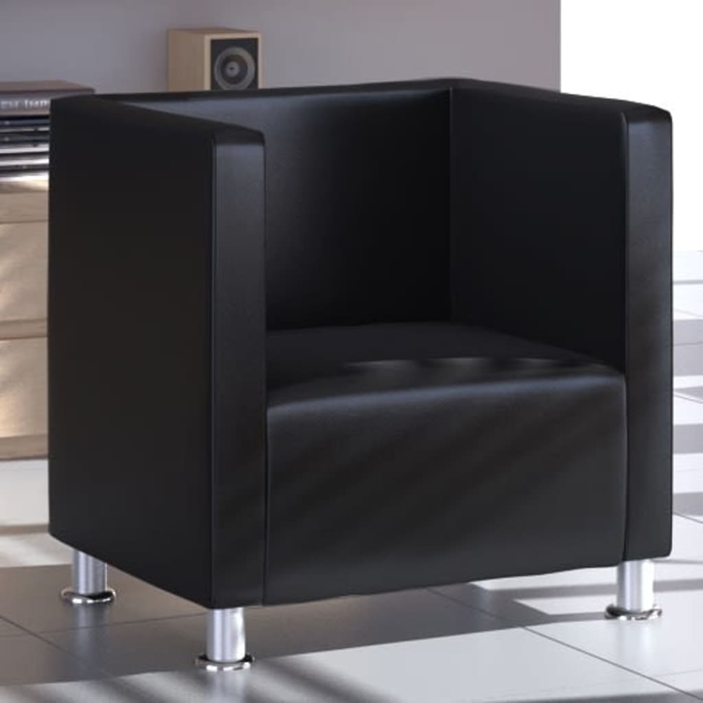 Fauteuil Industriel en Métal et Cuir-Noir-1-La-Fabrique-Industrielle