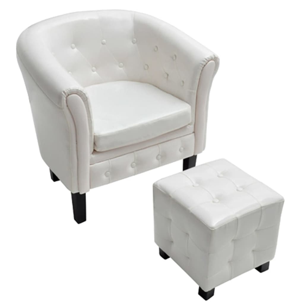 Fauteuil Industriel en Simili Cuir Blanc-La-Fabrique-Industrielle