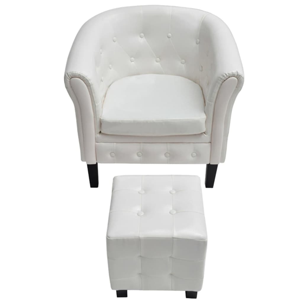 Fauteuil Industriel en Simili Cuir Blanc-La-Fabrique-Industrielle