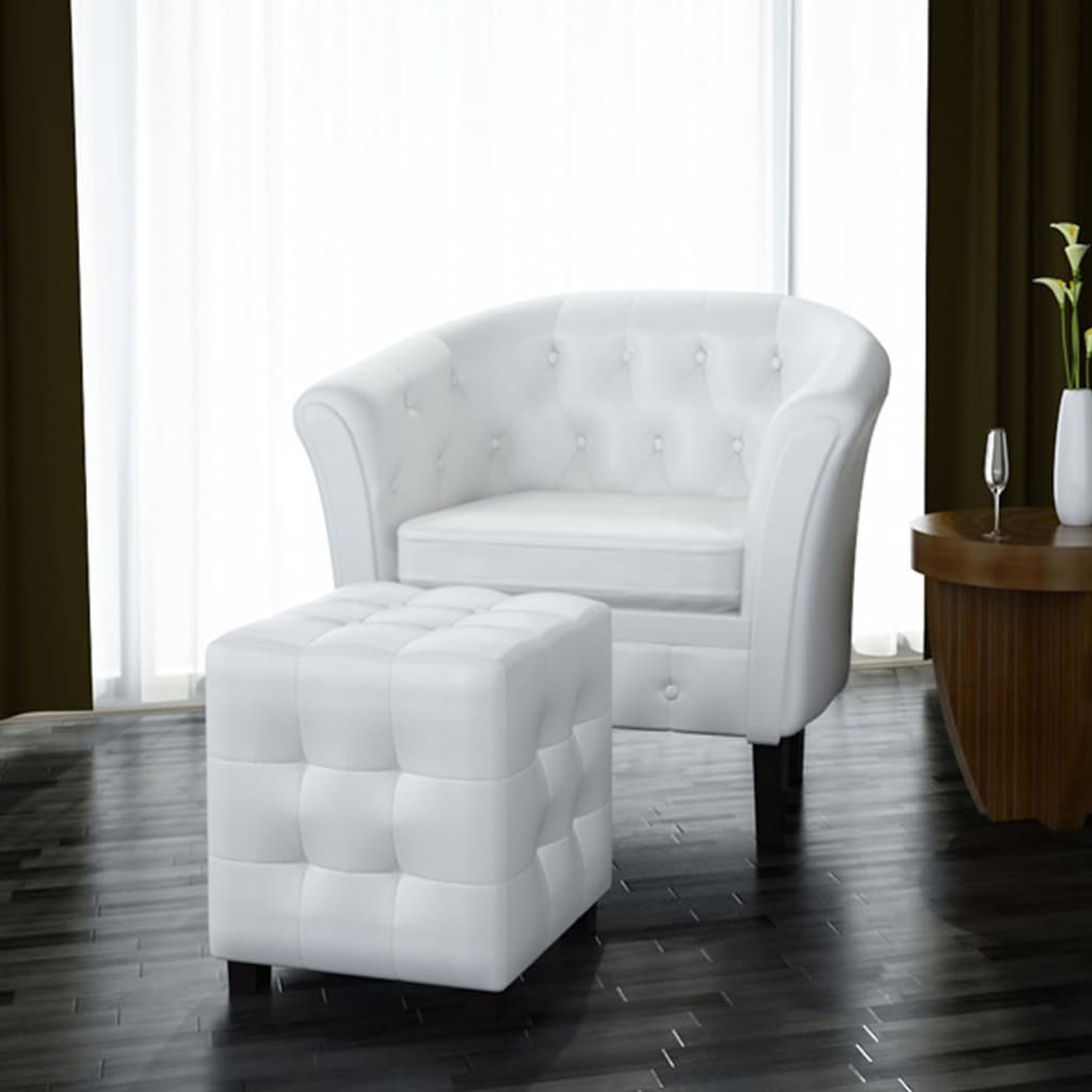 Fauteuil Industriel en Simili Cuir Blanc-La-Fabrique-Industrielle