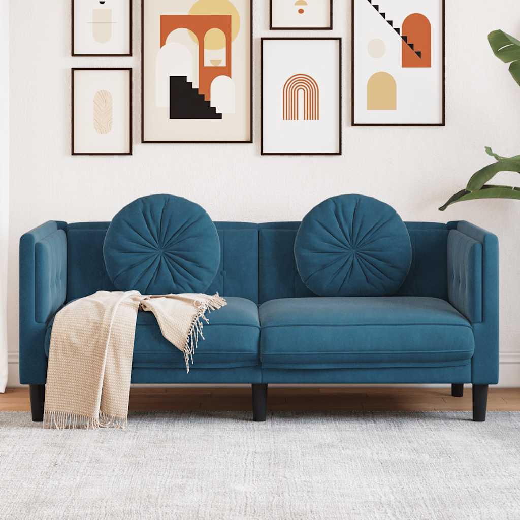 Fauteuil Industriel en Simili Cuir Daim Marron-Bleu-2 places-La-Fabrique-Industrielle