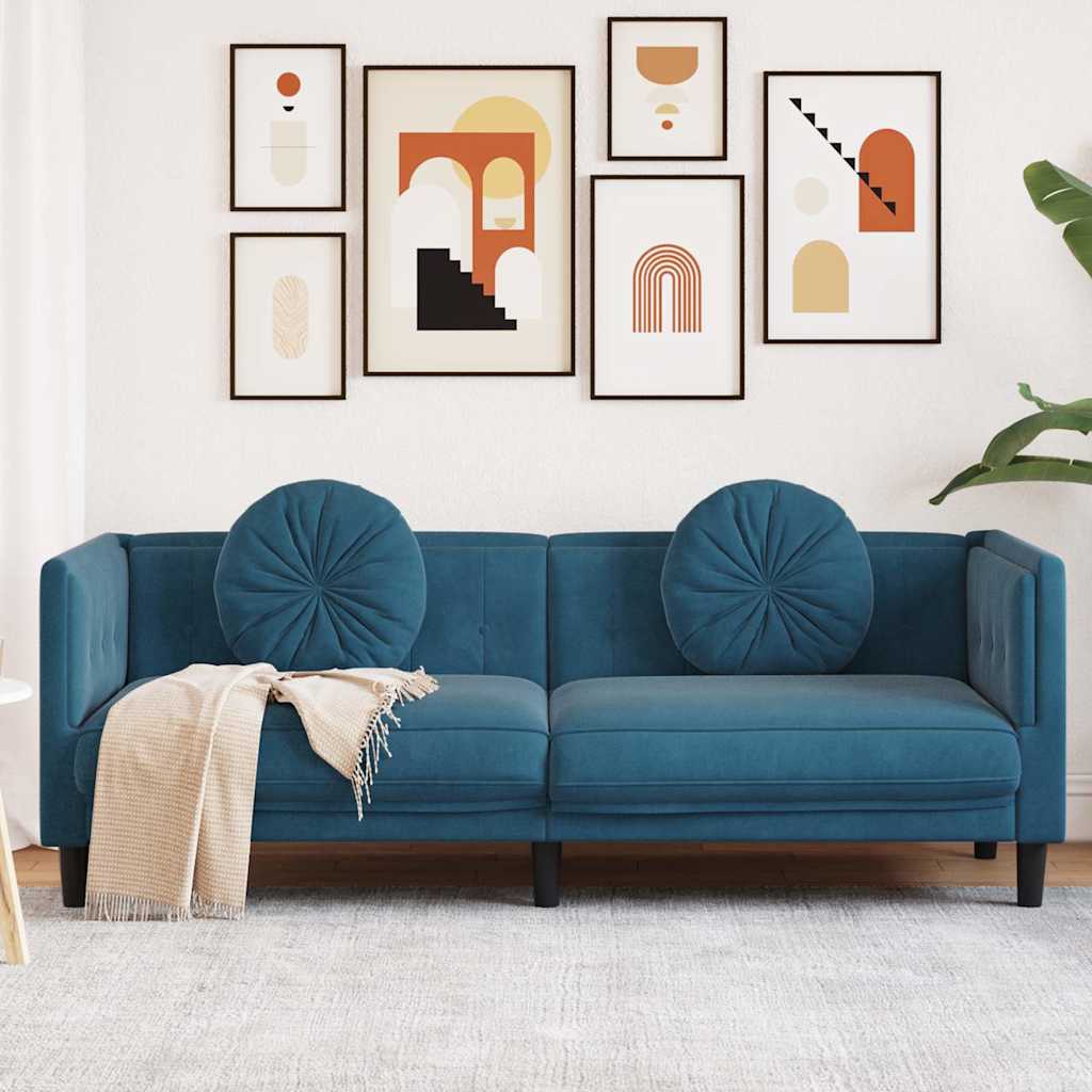 Fauteuil Industriel en Simili Cuir Daim Marron-Bleu-3 places-La-Fabrique-Industrielle