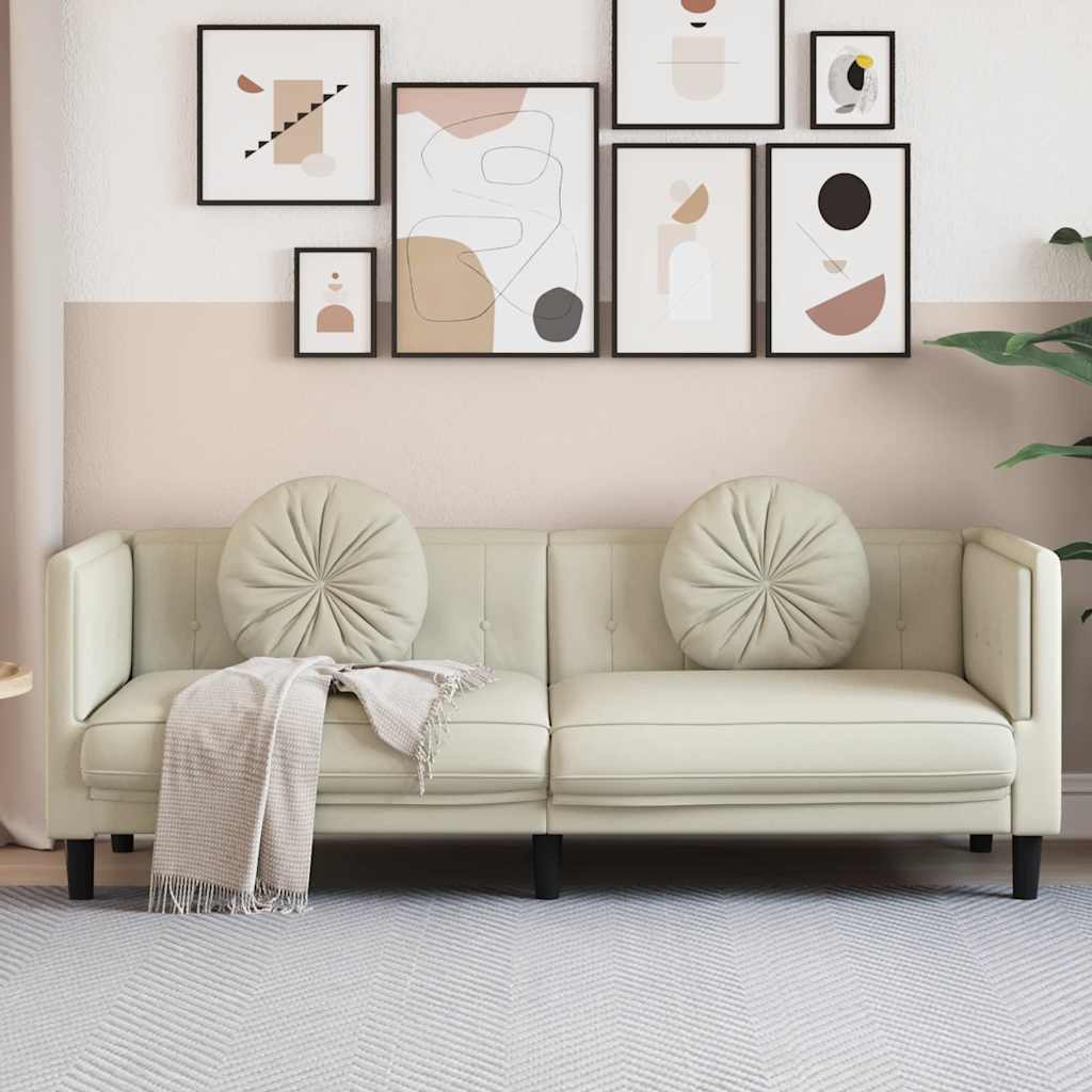 Fauteuil Industriel en Simili Cuir Daim Marron-Crème-3 places-La-Fabrique-Industrielle