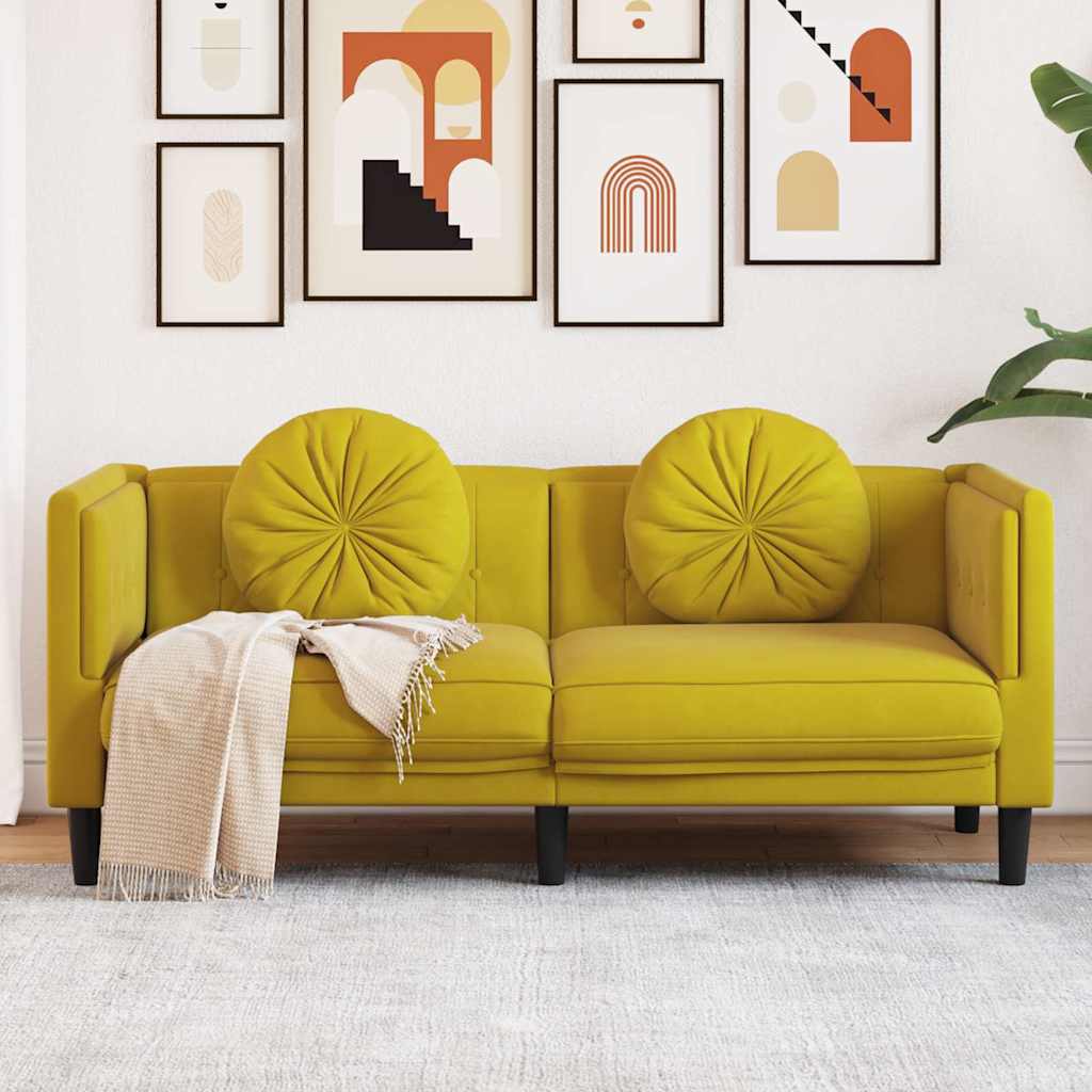 Fauteuil Industriel en Simili Cuir Daim Marron-Jaune-2 places-La-Fabrique-Industrielle