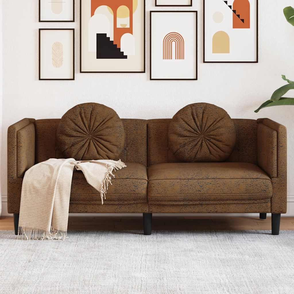 Fauteuil Industriel en Simili Cuir Daim Marron-Marron-2 places-La-Fabrique-Industrielle