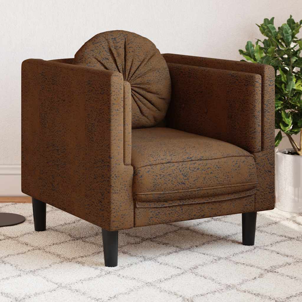 Fauteuil Industriel en Simili Cuir Daim Marron-Marron-Canapé-La-Fabrique-Industrielle