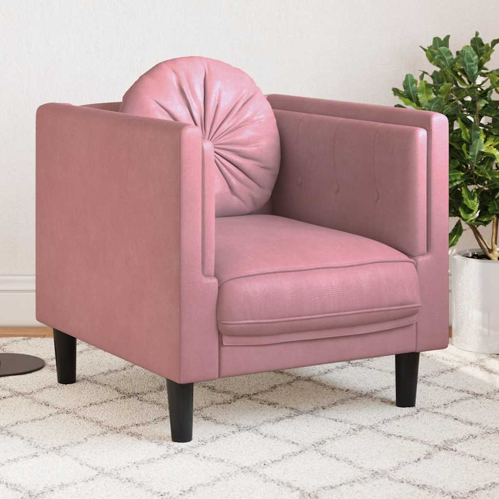 Fauteuil Industriel en Simili Cuir Daim Marron-Rose-Canapé-La-Fabrique-Industrielle