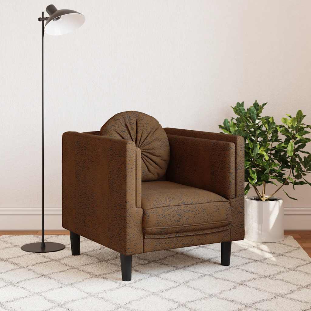 Fauteuil Industriel en Simili Cuir Daim Marron-La-Fabrique-Industrielle