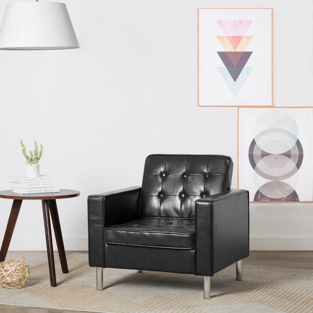 Fauteuil Industriel en Simili Cuir Noir-Noir-1-La-Fabrique-Industrielle