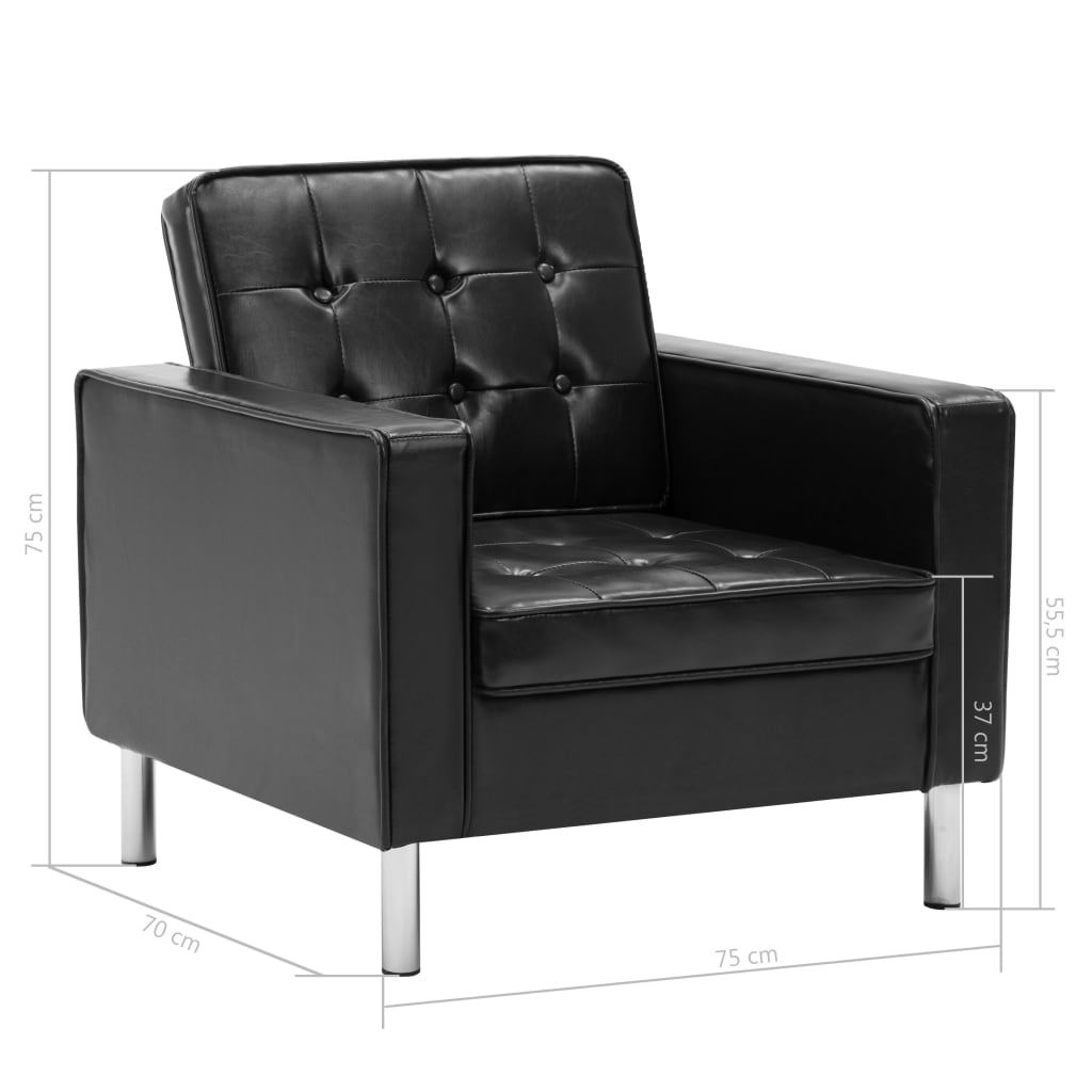 Fauteuil Industriel en Simili Cuir Noir-La-Fabrique-Industrielle