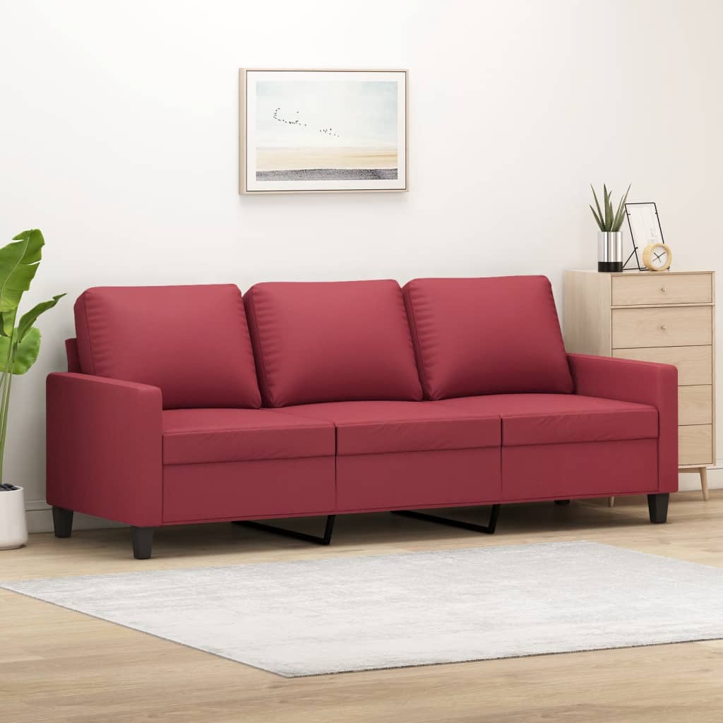 Fauteuil Industriel en Similicuir Crème-Rouge bordeaux-180 cm-La-Fabrique-Industrielle