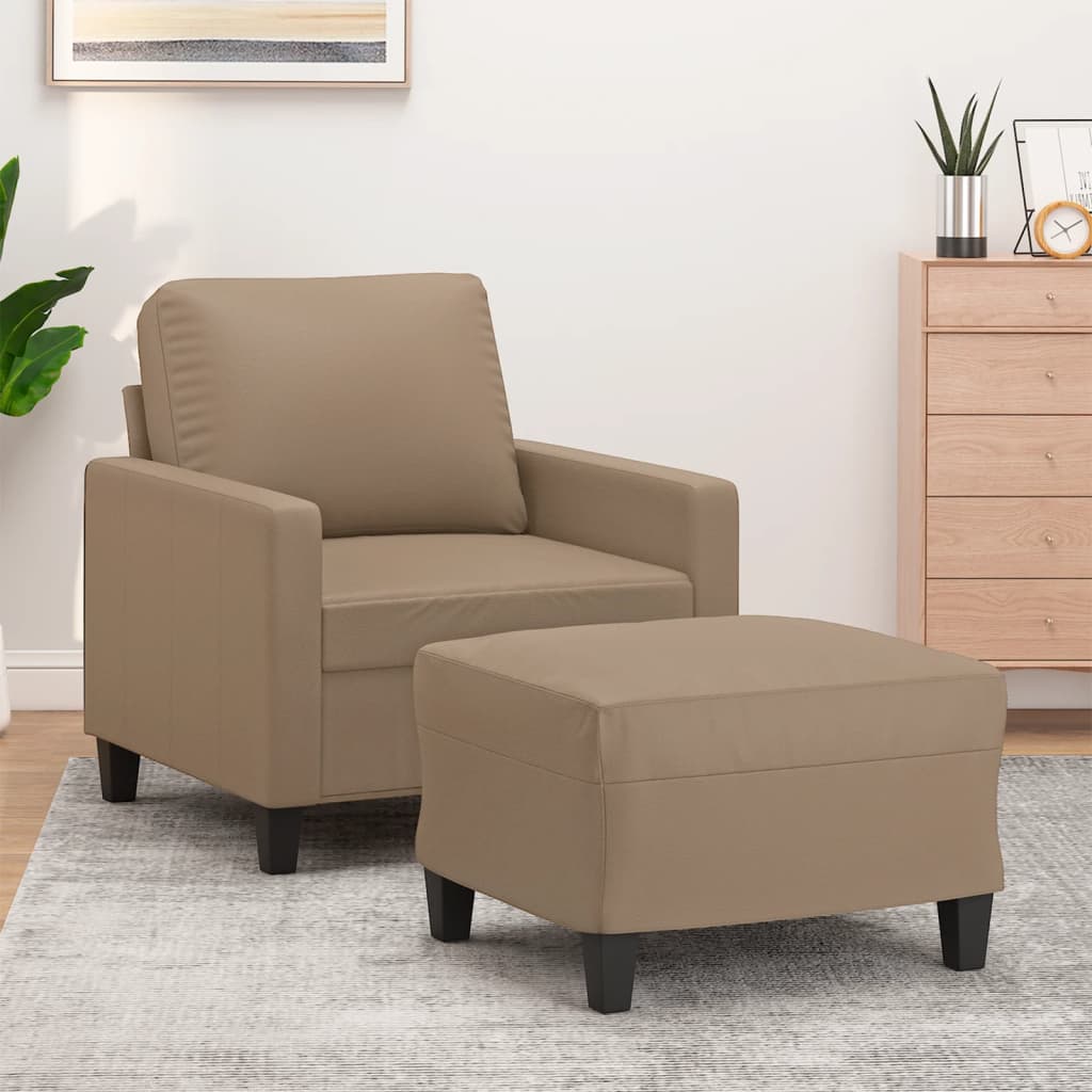 Fauteuil Industriel en Similicuir avec Repose-Pieds-Cappuccino-La-Fabrique-Industrielle