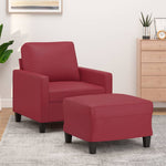Fauteuil Industriel en Similicuir avec Repose-Pieds-Rouge bordeaux-La-Fabrique-Industrielle