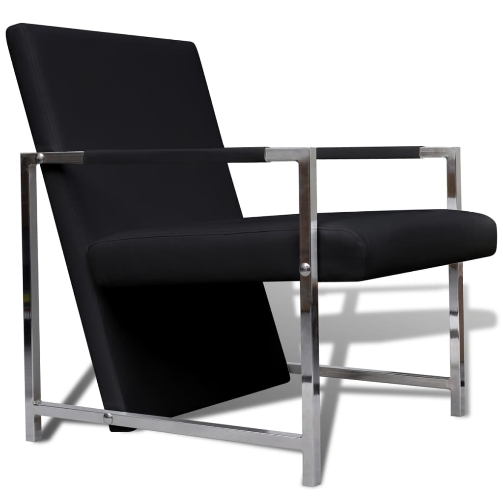 Fauteuil Relax Industriel en Similicuir Noir-La-Fabrique-Industrielle