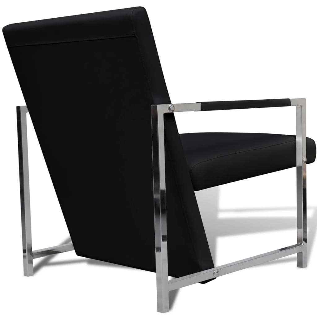 Fauteuil Relax Industriel en Similicuir Noir-La-Fabrique-Industrielle