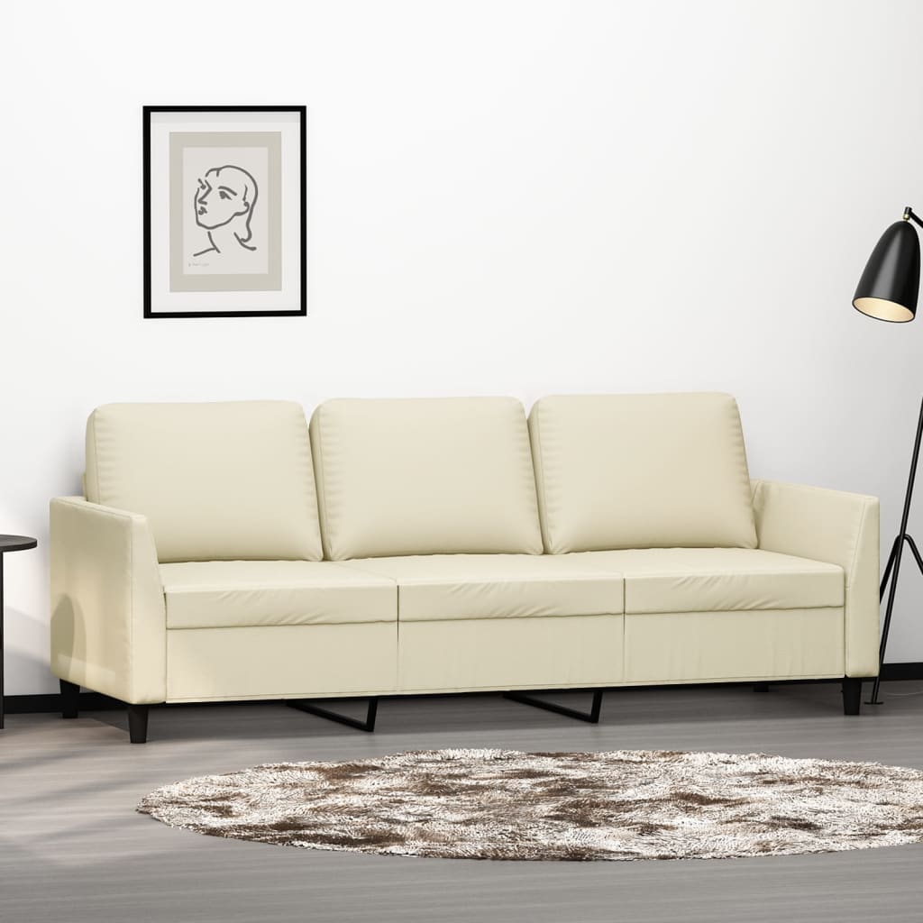 Fauteuil de Salon en Simili Cuir Cappuccino-Crème-180 cm-La-Fabrique-Industrielle