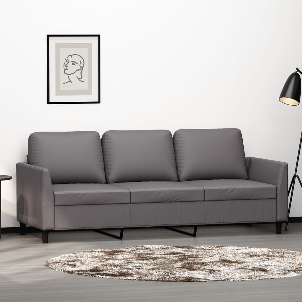 Fauteuil de Salon en Simili Cuir Cappuccino-Gris-180 cm-La-Fabrique-Industrielle