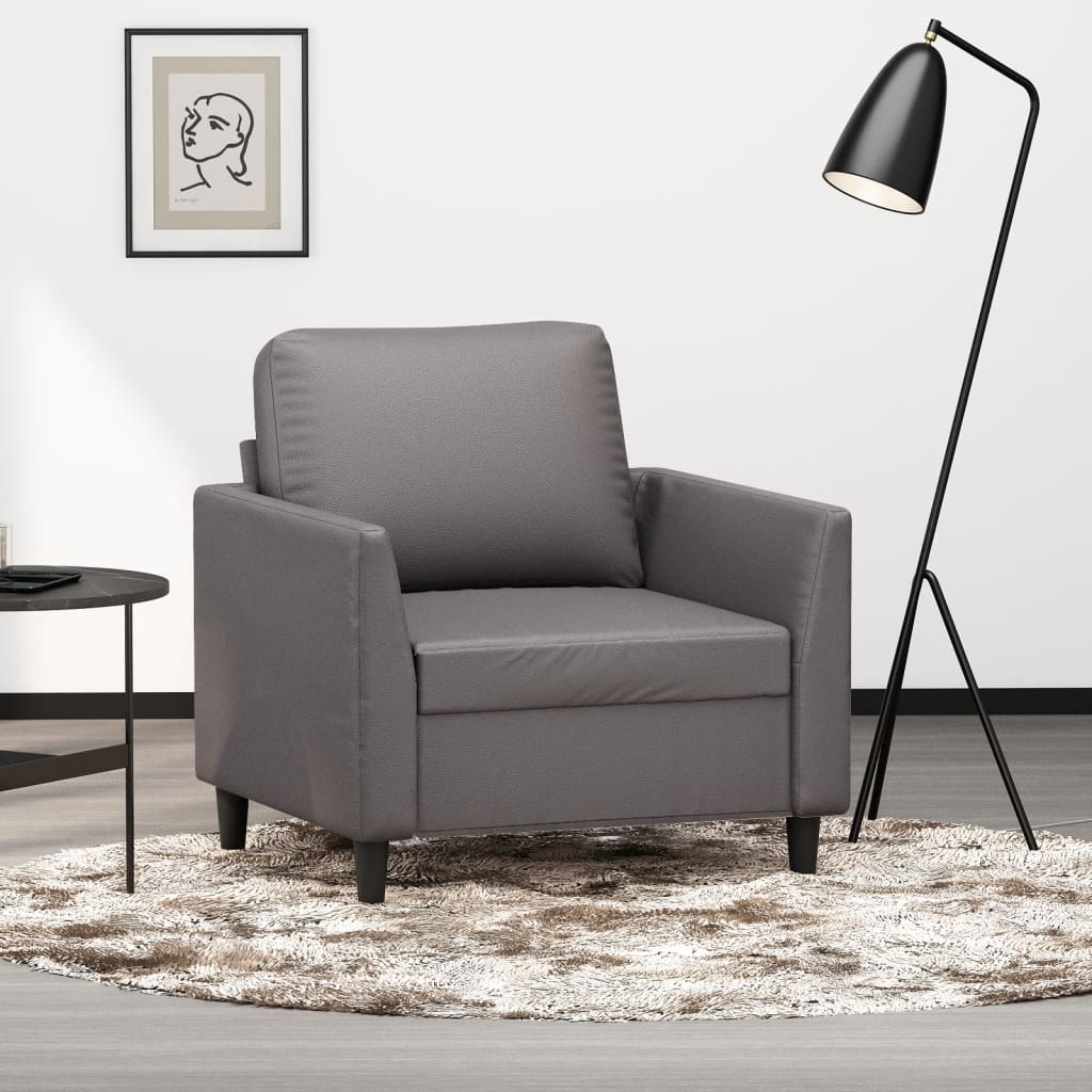 Fauteuil de Salon en Simili Cuir Cappuccino-Gris-60 cm-La-Fabrique-Industrielle