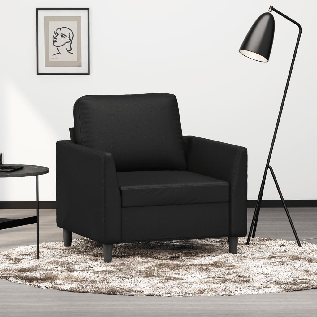 Fauteuil de Salon en Simili Cuir Cappuccino-Noir-60 cm-La-Fabrique-Industrielle