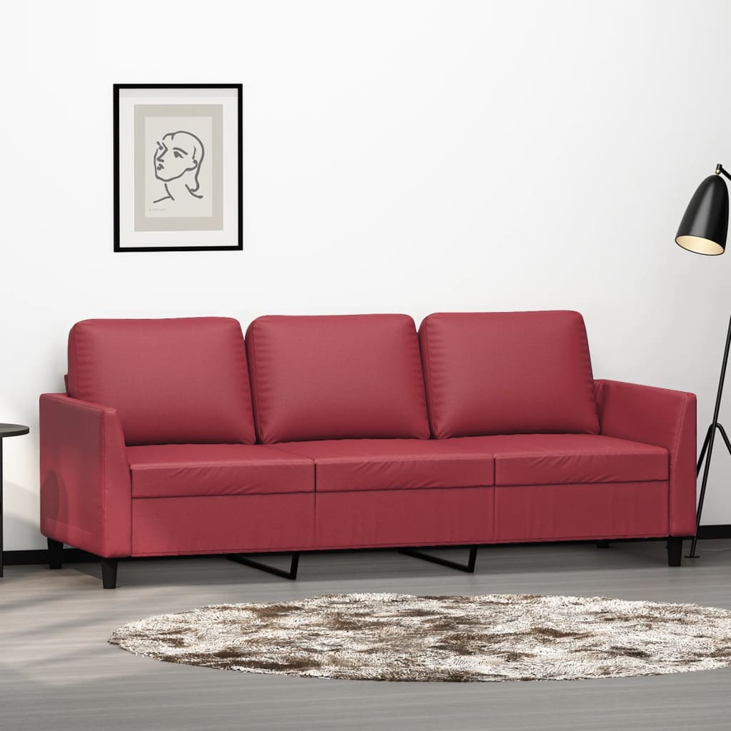 Fauteuil de Salon en Simili Cuir Cappuccino-Rouge bordeaux-180 cm-La-Fabrique-Industrielle