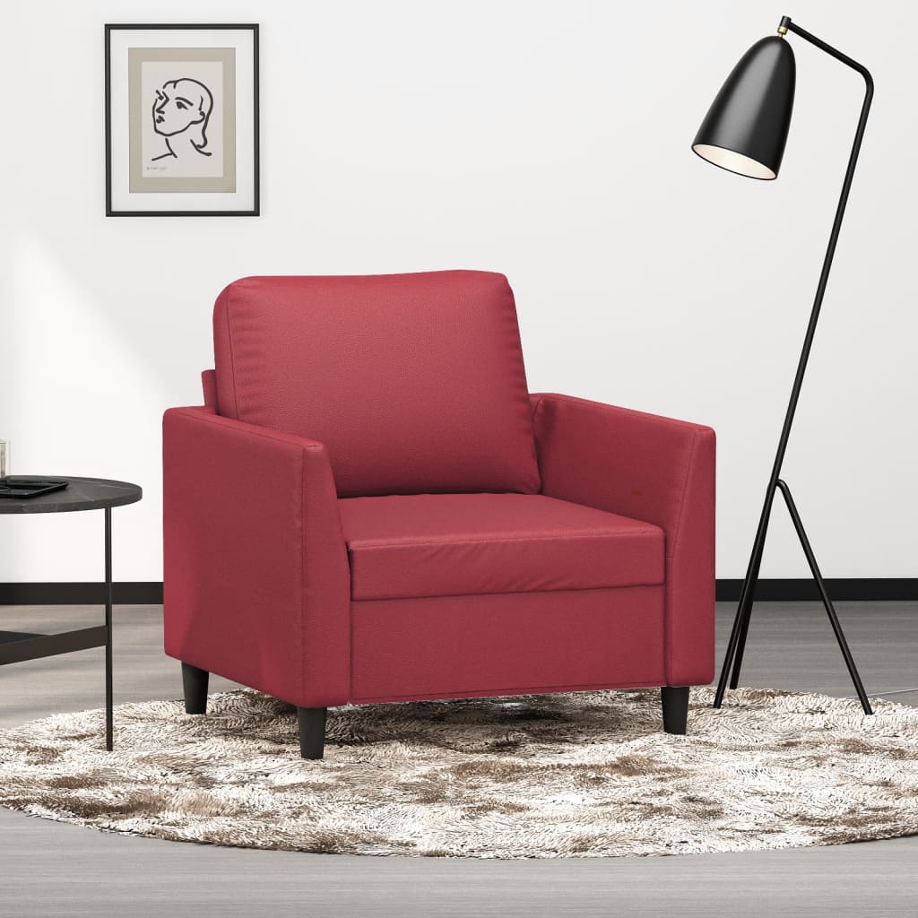 Fauteuil de Salon en Simili Cuir Cappuccino-Rouge bordeaux-60 cm-La-Fabrique-Industrielle