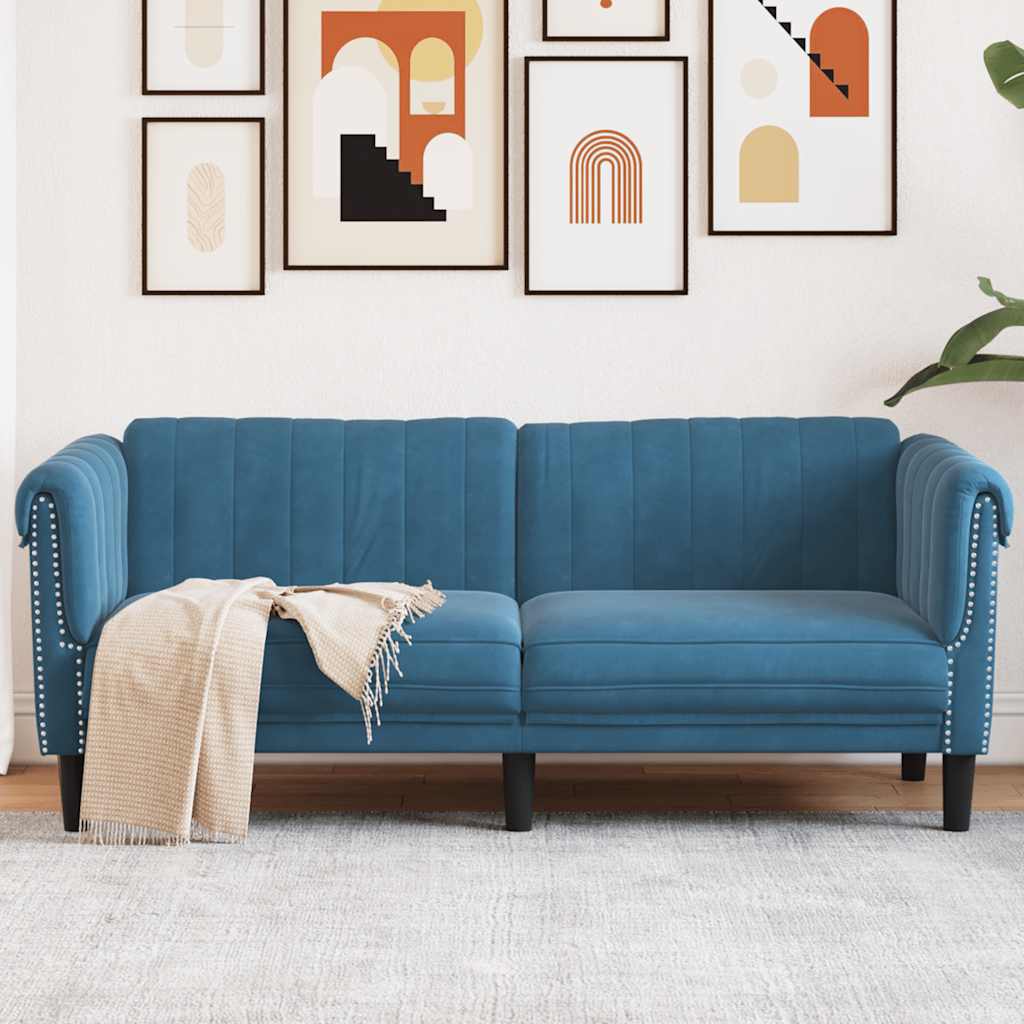 Fauteuil en Cuir Daim Style Industriel-Bleu-2 places-La-Fabrique-Industrielle