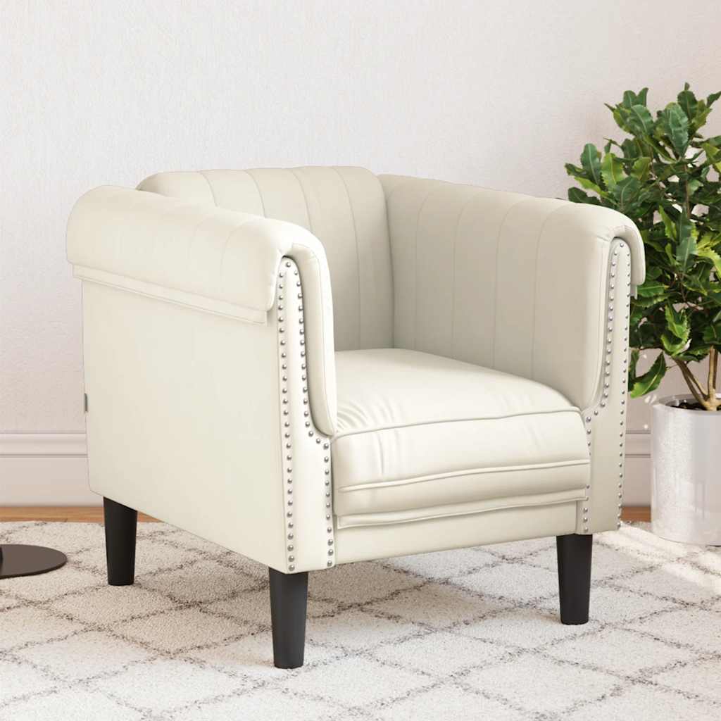 Fauteuil en Cuir Daim Style Industriel-Crème-Canapé-La-Fabrique-Industrielle