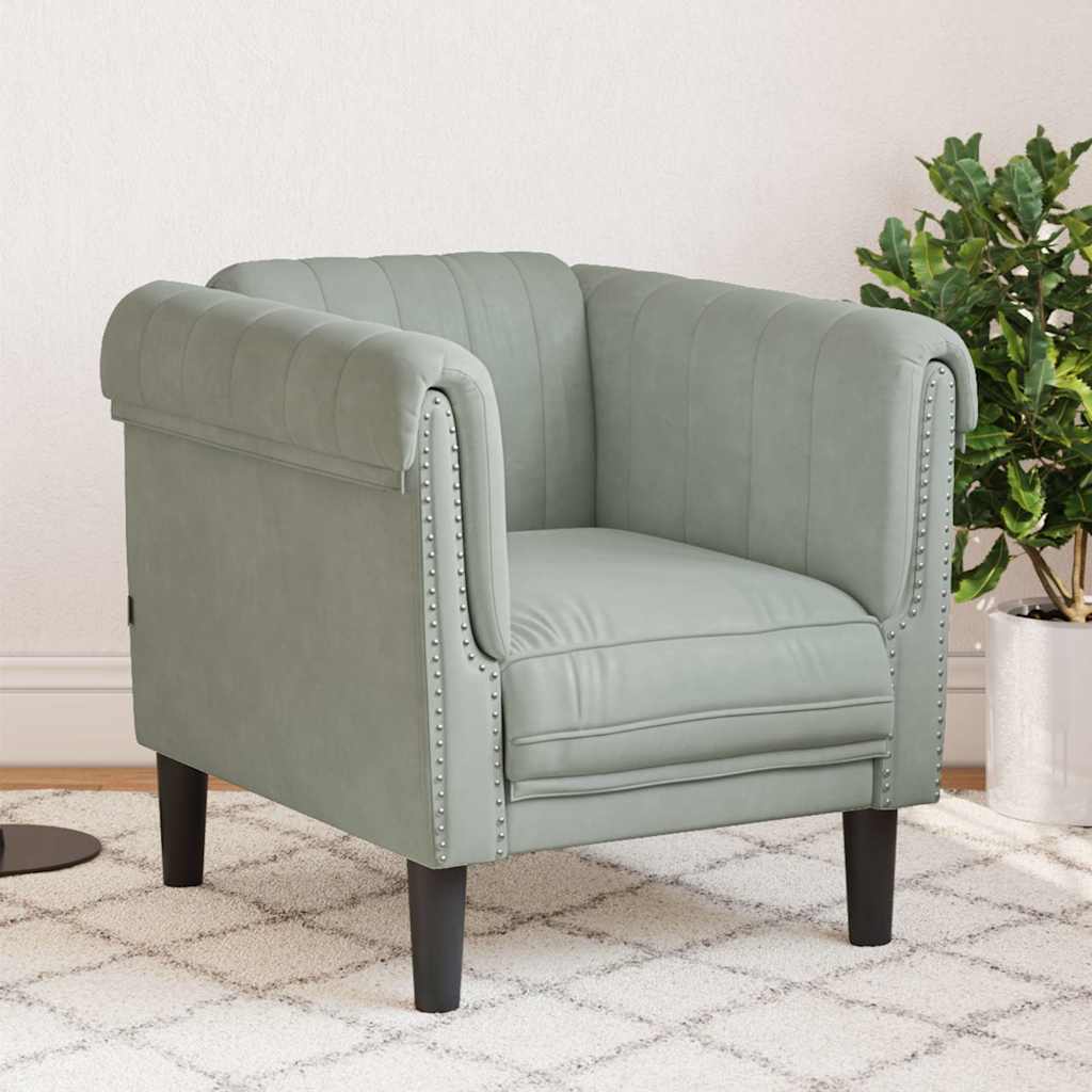 Fauteuil en Cuir Daim Style Industriel-Gris clair-Canapé-La-Fabrique-Industrielle