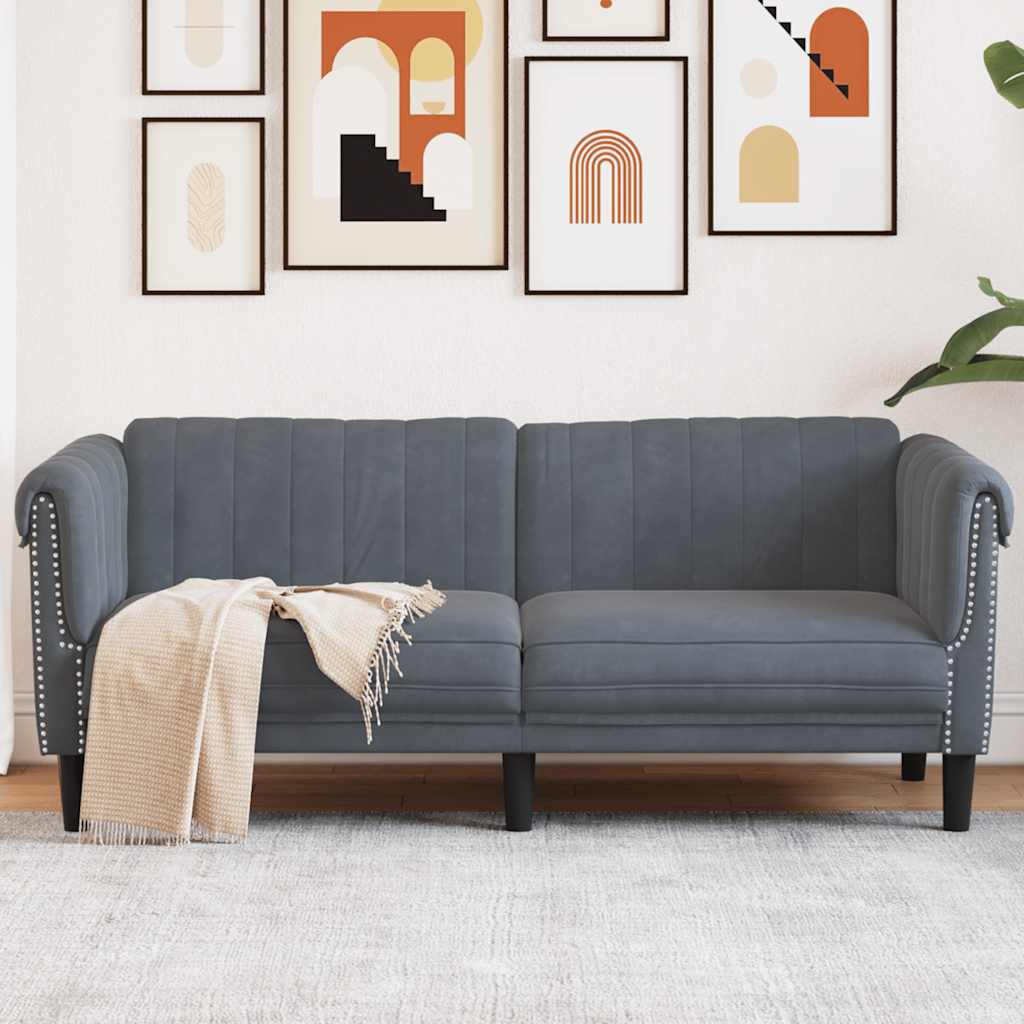 Fauteuil en Cuir Daim Style Industriel-Gris foncé-2 places-La-Fabrique-Industrielle